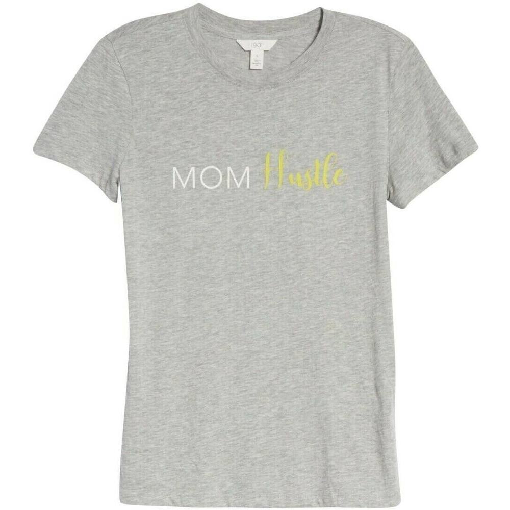 1901 "Mom Hustle" Graphic Tee Size Small Heather Grey NWOT Soft Lightweight